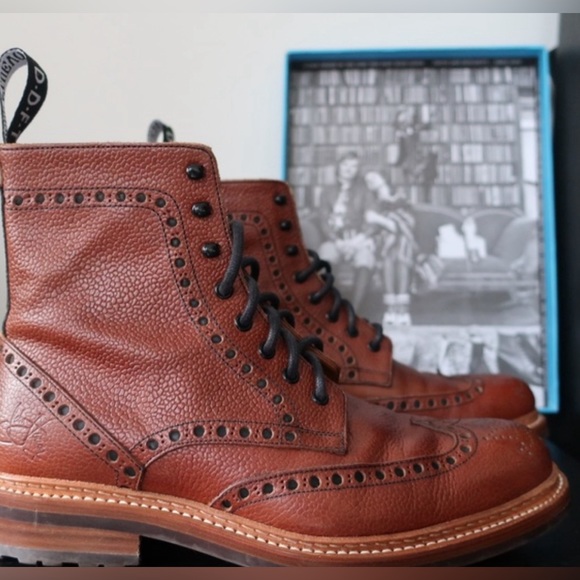 SOLD John Fluevog Aspden brogue boots in pebbled leather Rare size 9.5 US - Picture 5 of 6